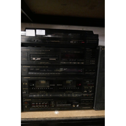 2129 - A quantity of Pioneer stereo equipment including a PL-X772 auto return stereo turntable, a PD-X77M m... 