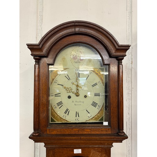 170 - A 19th Century oak 8-day longcase clock, the painted dial signed J.A. Snelling, Alton (lacking weigh... 