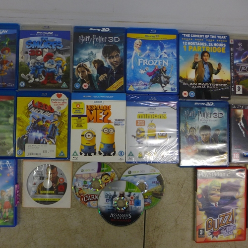 2035 - A quantity of PlayStation 2, PlayStation 3 and Xbox 360 games and a selection of Blu-Ray dvds