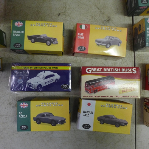 2042 - A collection of die-cast cars - all in boxes including Eddie Stobart, Classic Sports Cars and Great ... 