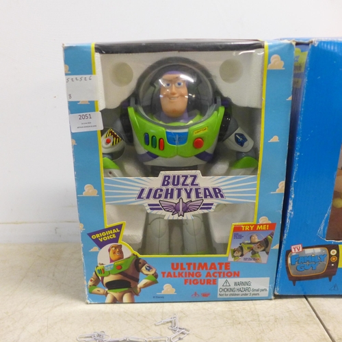2051 - A Buzz Lightyear Ultimate talking action figure, a Family Guy Deluxe Talking Stewie and a quantity o... 