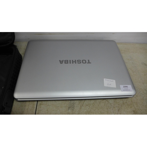 2090 - A Toshiba Satellite Windows 7 laptop (L500-IWG) with charger and carry bag - no battery