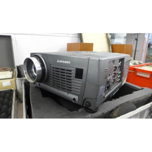 2094 - A Mitsubishi RS-232C projector and a View Sonic PJ1065 projector - both with protective cases