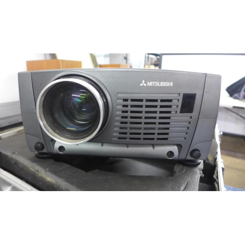 2094 - A Mitsubishi RS-232C projector and a View Sonic PJ1065 projector - both with protective cases