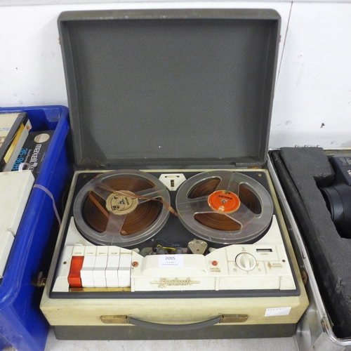 2095 - A vintage Robuk portable reel to reel player and a quantity of record tapes