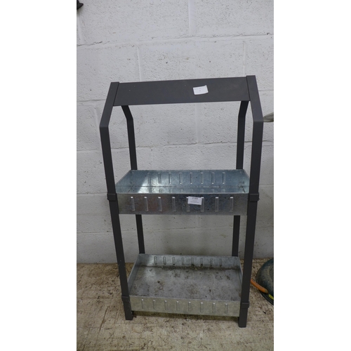 2189 - A 2 tier galvanized plant stand