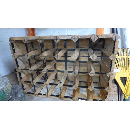 2194 - A wooden and metal wine crate planter