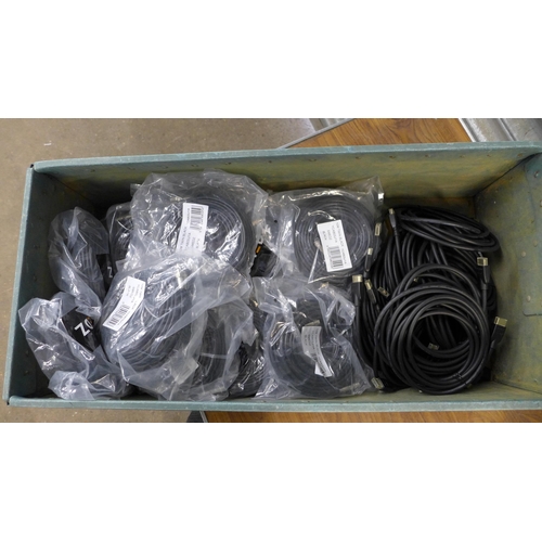 2267 - A box of approximately 20 HDMI cables and approximately 30 TV cables