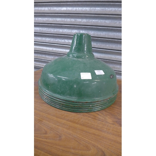 2307 - Six enamelled metal lamp shades and a galvanized metal mop bucket