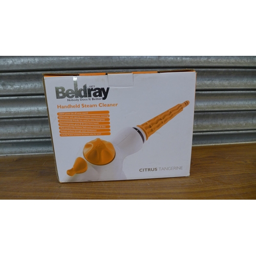 2315 - A Beldray steam cleaner and a box of house hold cleaning supplies and other items