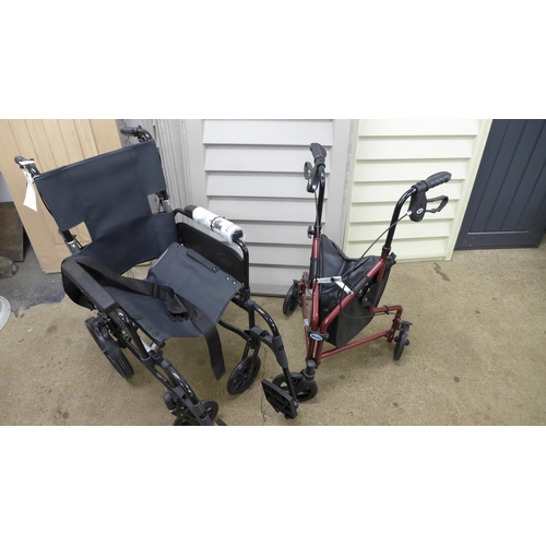 2319 - A Dash Lite attendant wheelchair and a days 3 wheel walking assistant