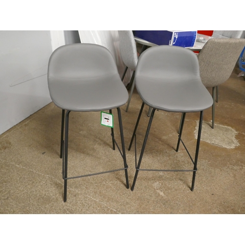 1384 - A pair of Helsinki grey faux leather bar stools - RRP £120