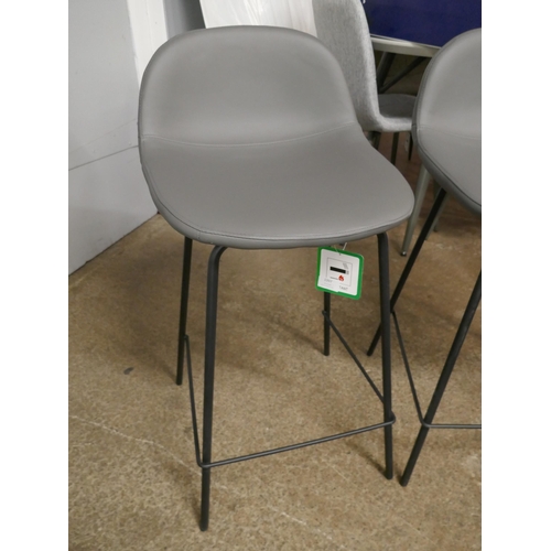 1384 - A pair of Helsinki grey faux leather bar stools - RRP £120