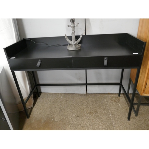 1393 - A black console table/desk with two drawers