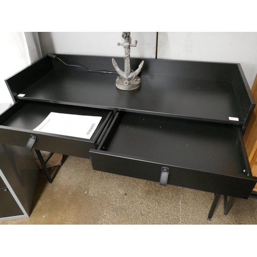 1393 - A black console table/desk with two drawers