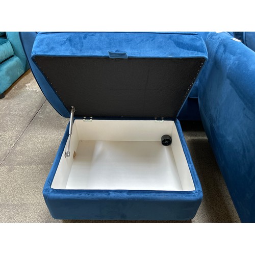 1464 - Blue velvet storage footstool