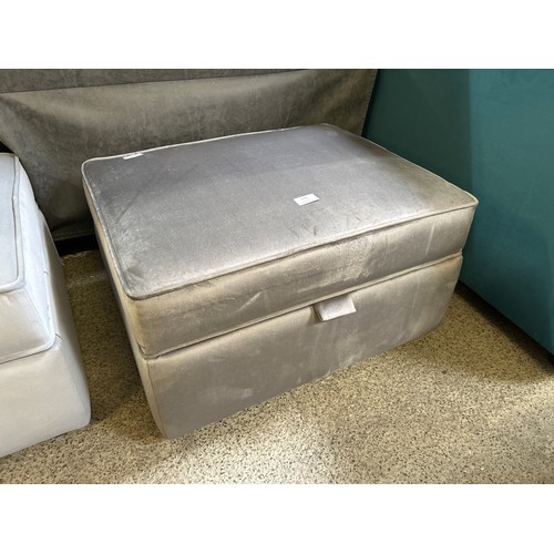 1466 - Silver velvet storage footstool