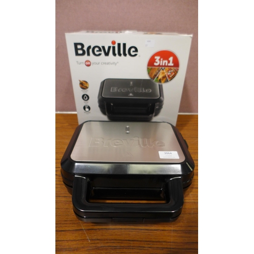 3064 - Breville 3 In 1 Snack Maker   - This lot requires a UK adaptor     (327-297 )  * This lot is subject... 