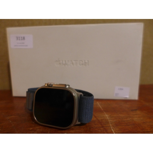 3118 - Apple Watch Ultra 2 49mm Case GPS Smart Watch With box and charger   - This lot requires a UK adapto... 