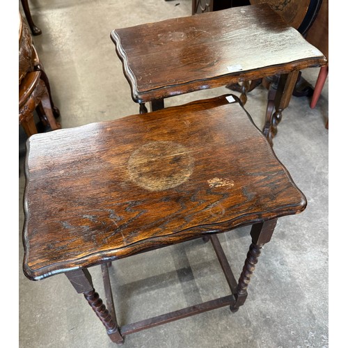 186 - Two oak barleytwist occasional tables