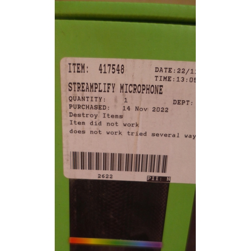 3155D - Streamplify Microphone    - This lot requires a UK adaptor      (327-10 )  * This lot is subject to ... 