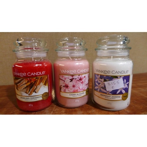 3155E - 3x Mixed Yankee Candles   (327-103,523 )  * This lot is subject to VAT