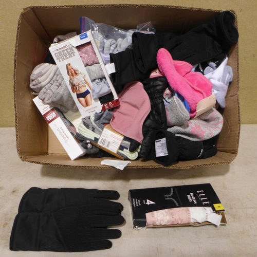 3156 - Box of various Ladies clothing, gloves, pants etc. * This lot is subject to vat