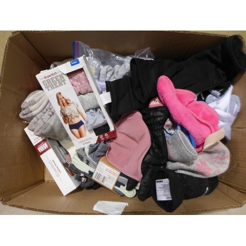 3156 - Box of various Ladies clothing, gloves, pants etc. * This lot is subject to vat