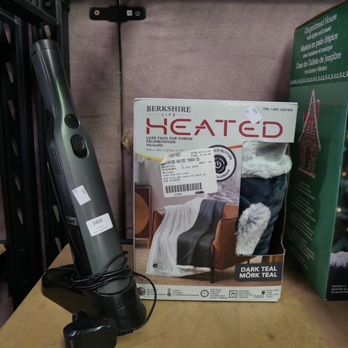 3465 - Shark Wand Vacuum Cleaner and Berkshire Heated Throw     - This lot requires a UK adaptor    (327-7,... 