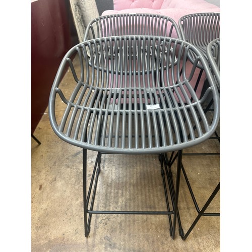 1386 - A pair of Shipley grey metal barstools with black legs