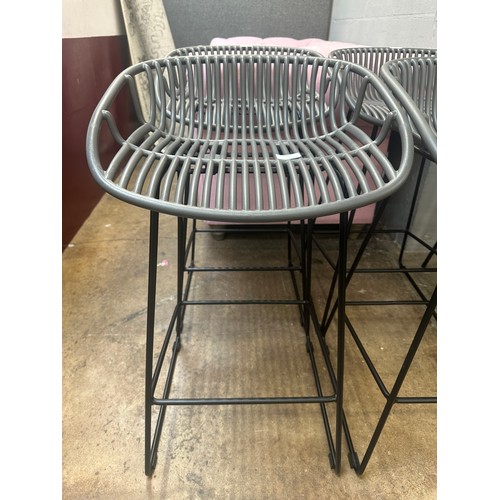 1386 - A pair of Shipley grey metal barstools with black legs