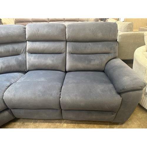 1421 - A grey velvet corner sofa with power headrests