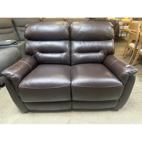 1456 - A Chicago brown leather electric reclining two seater sofa