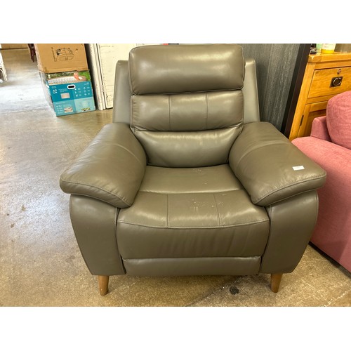 1440 - Ava Storm Grey Leather Reclining Armchair, Original RRP £549.99 + vat  (4203-26)   * This lot is sub... 