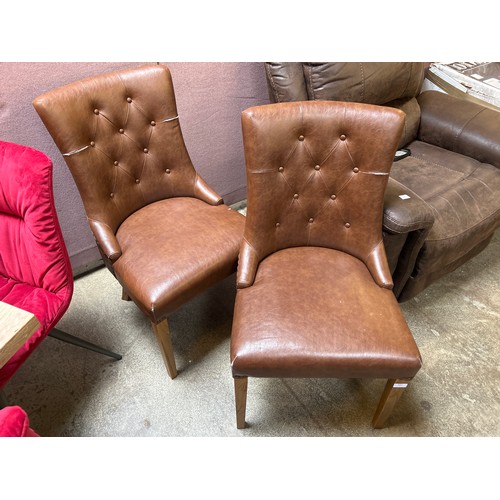1471 - A Pair of Brown Faux Leather Westbury Scoop Chairs - damaged, Original RRP £299.91 + vat  (4203-17) ... 