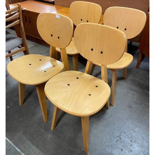 101 - A set of four Japanese Tendo Mokko 3221 model beech and plywood chairs, designed by Junzo Sakakura