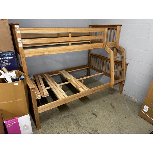 1543 - Pine bunkbeds - single top, 3/4 base. *This lot is subject to VAT