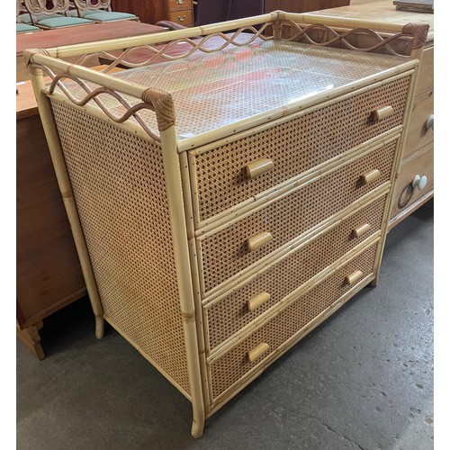 104 - An Italian style bamboo and rattan chest of drawers