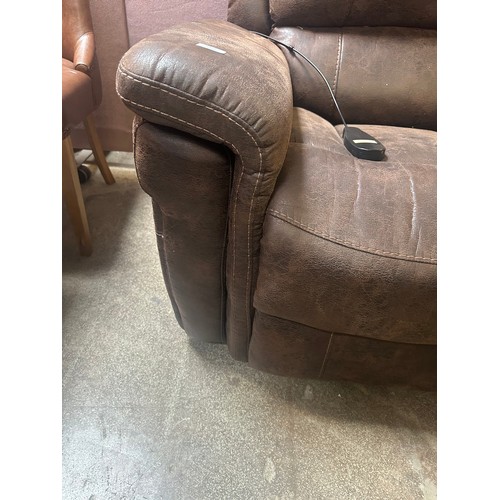 1472 - A brown upholstered electric reclining armchair