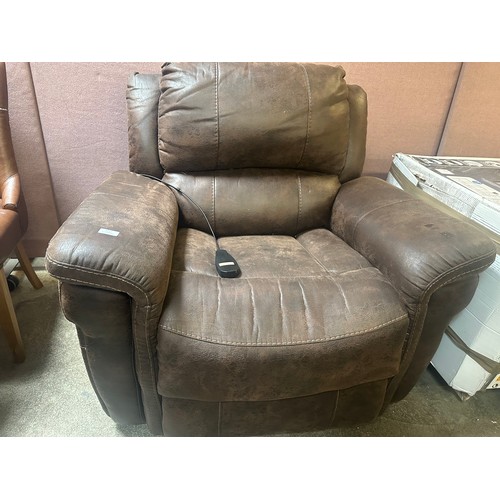 1472 - A brown upholstered electric reclining armchair