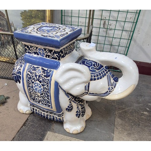 419 - An oriental porcelain elephant garden seat