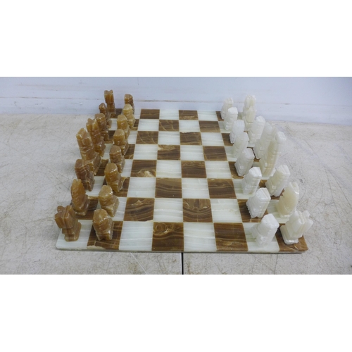 2133 - A handmade marble chess set - complete