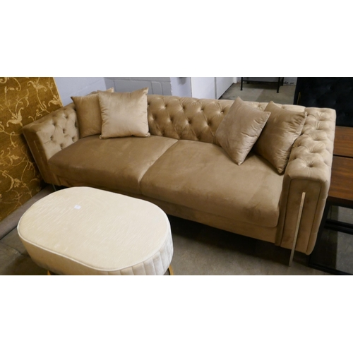 1330 - Matrix brushed gold three and two seater sofas *This lot is subject to VAT