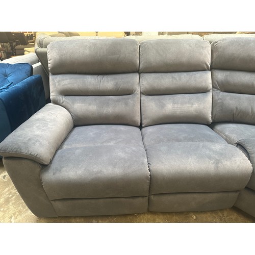 1352 - A grey velvet corner sofa with power headrests  *This lot is subject to VAT