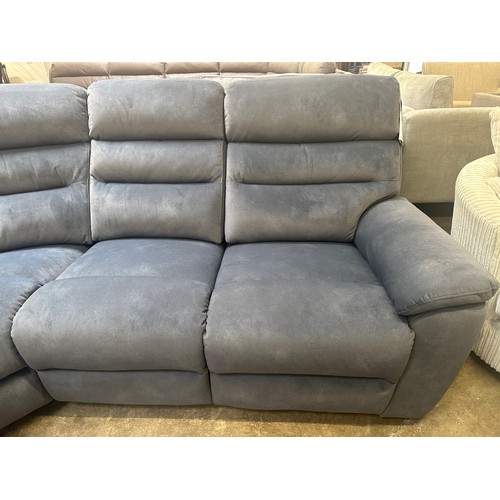 1352 - A grey velvet corner sofa with power headrests  *This lot is subject to VAT