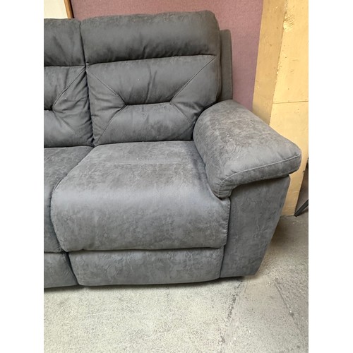 1406 - Justin Grey three Seater Power Reclining sofa,  damaged cable on one side