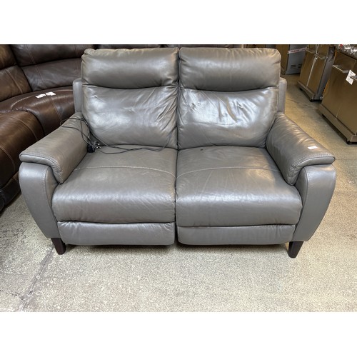 1461 - Barrett Grey Leather 2 Seater Power Reclining Sofa - damaged, Original RRP £1166.66 + vat  (4203-13)... 