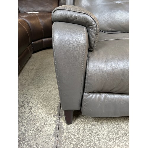 1461 - Barrett Grey Leather 2 Seater Power Reclining Sofa - damaged, Original RRP £1166.66 + vat  (4203-13)... 