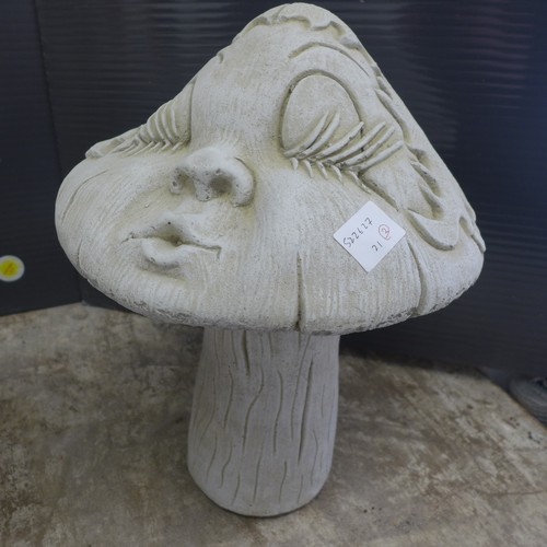 2307 - A pair of stone effect toadstool mushroom garden ornaments