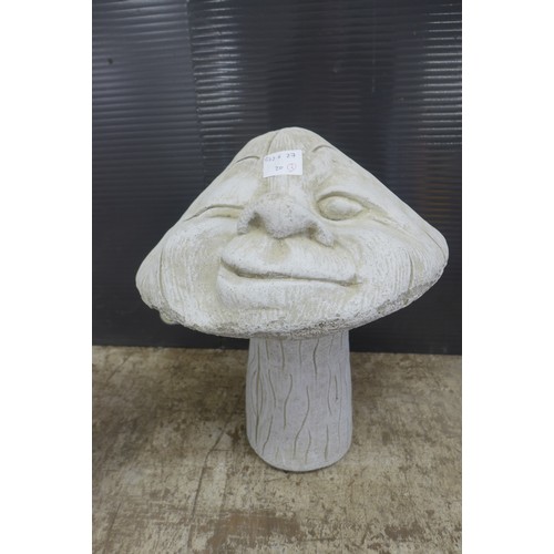 2308 - A pair of stone effect concrete toadstool mushroom garden ornaments